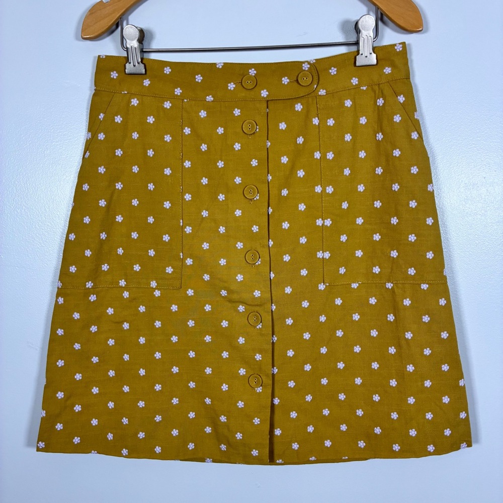 FRNCH Paris Skirt M Floral Embroidered A-Line Mini French Girl Cottage Mod Retro